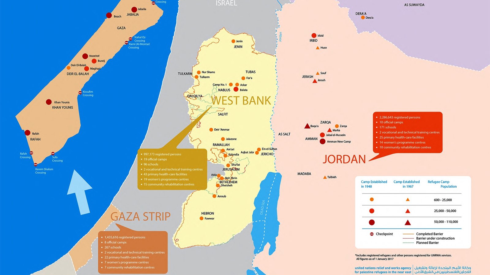 UNRWA Fields of Operations Map