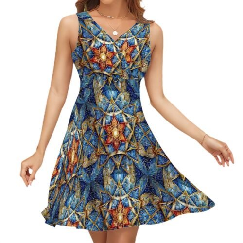 Sleeveless V Neck Dress