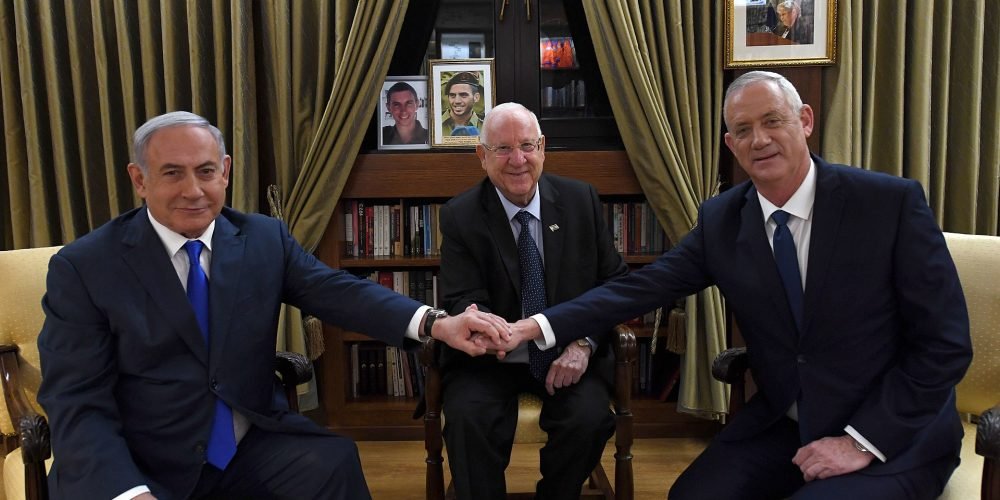 px The tripartite meeting between Rivlin Netanyahu and Gantz September  Haim Zach GPO
