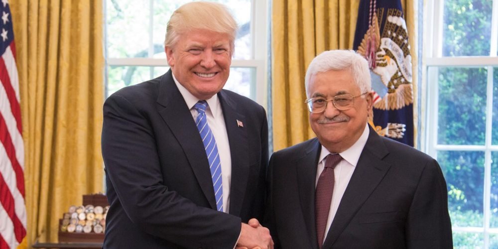 Donald Trump and Mahmoud Abbas in the Oval Office May