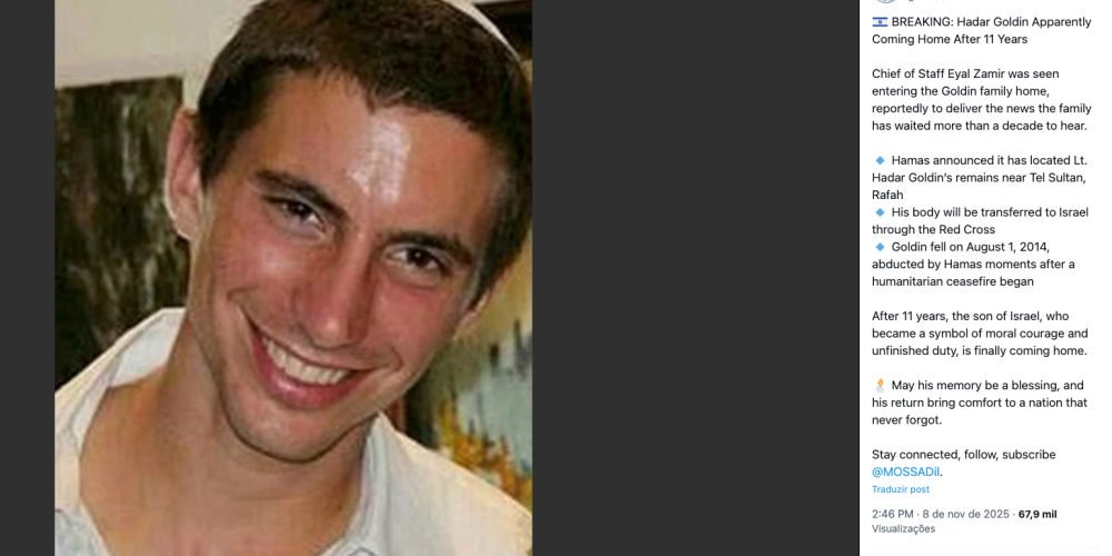 Israel deverá receber o corpo do soldado Hadar Goldin que foi sequestrado em 2014