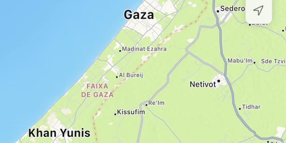 Mapa da Faixa de Gaza