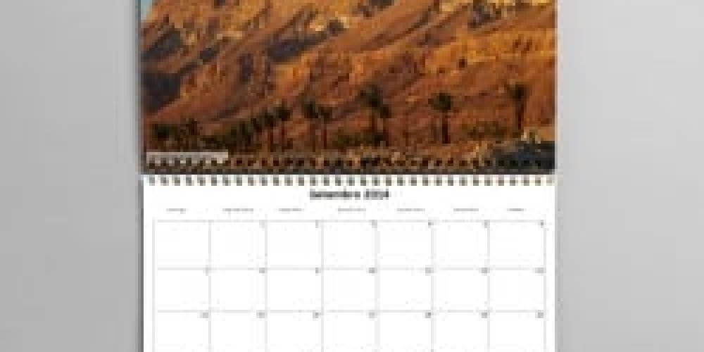 calendario judaico com imagens dos desertos do negev e da judeia