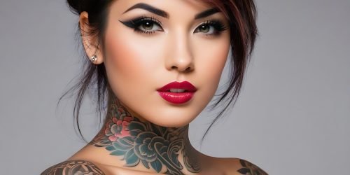 woman sexy full tatoo face ai generated